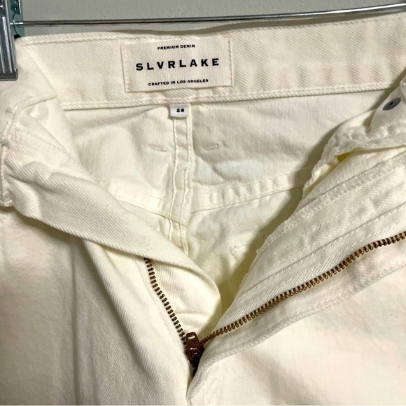 SLVRLAKE London White Destructed Jeans 28 Straight Leg 100% Cotton USA $289 - Picture 2 of 15